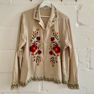 PROFOUND unisex floral embroidered shirt M